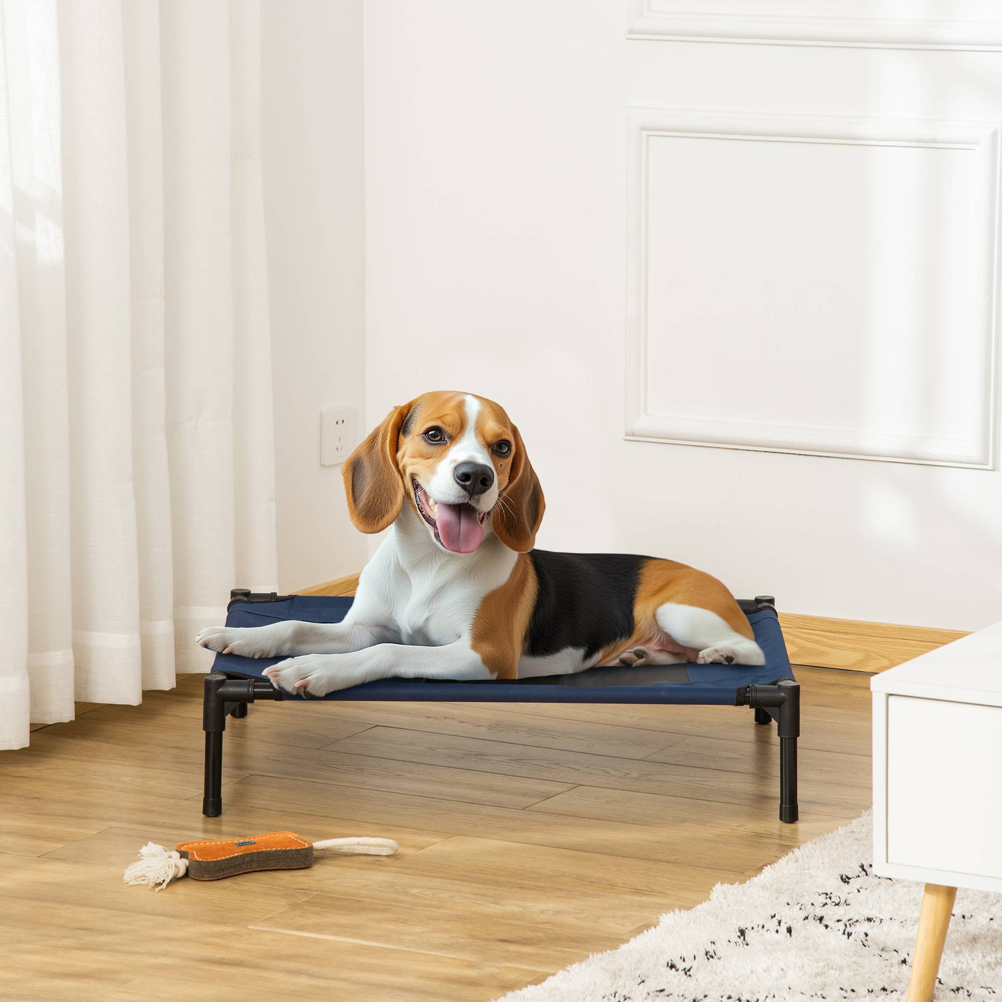 Lit de camp surélevé Métal pour chien et chat Couchage rafraîchissant 76cm bleu marine - ComfortXL Outdoor Living - Image 3