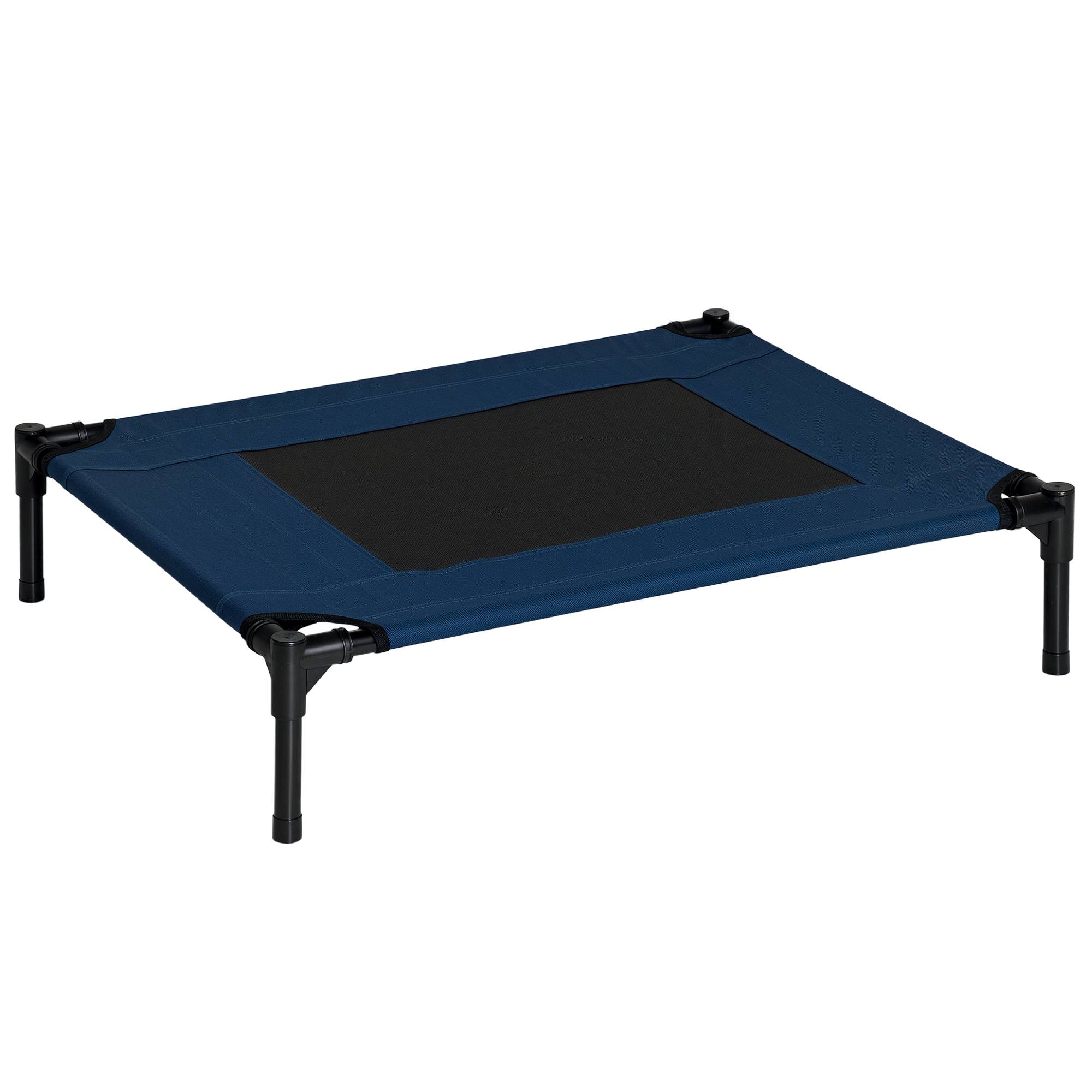 Lit de camp surélevé Métal pour chien et chat Couchage rafraîchissant 76cm bleu marine - ComfortXL Outdoor Living - Image 1