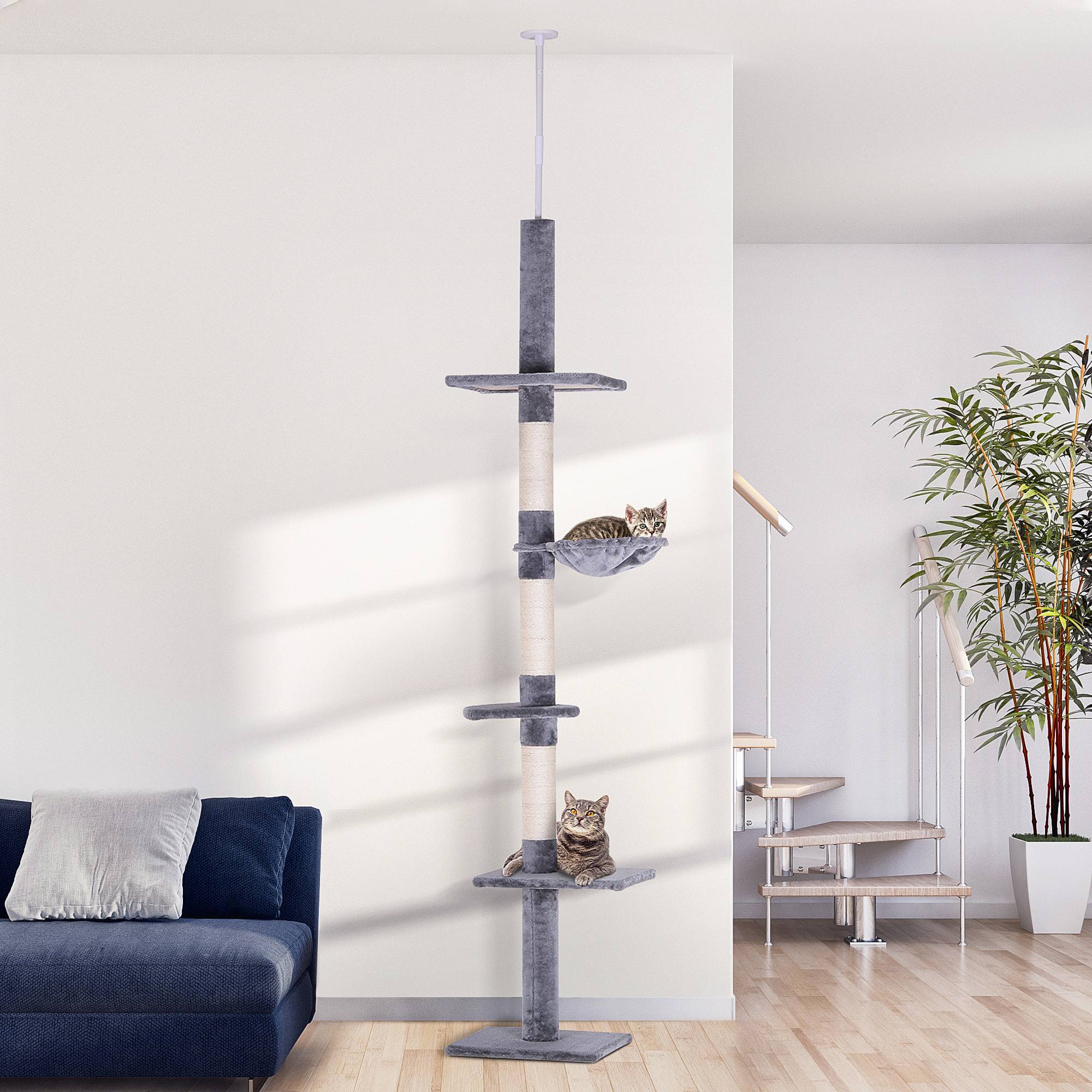 Arbre à chat Panneau particules Pour chats Escalade 230-260cm Gris - ComfortXL Outdoor Living - Image 4