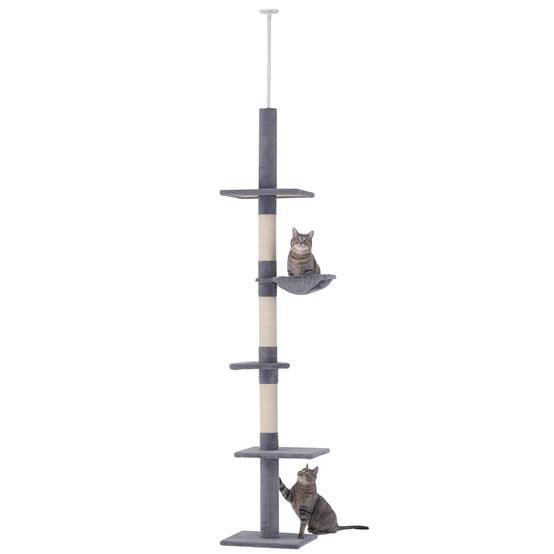 Arbre à chat Panneau particules Pour chats Escalade 230-260cm Gris - ComfortXL Outdoor Living - Image 1