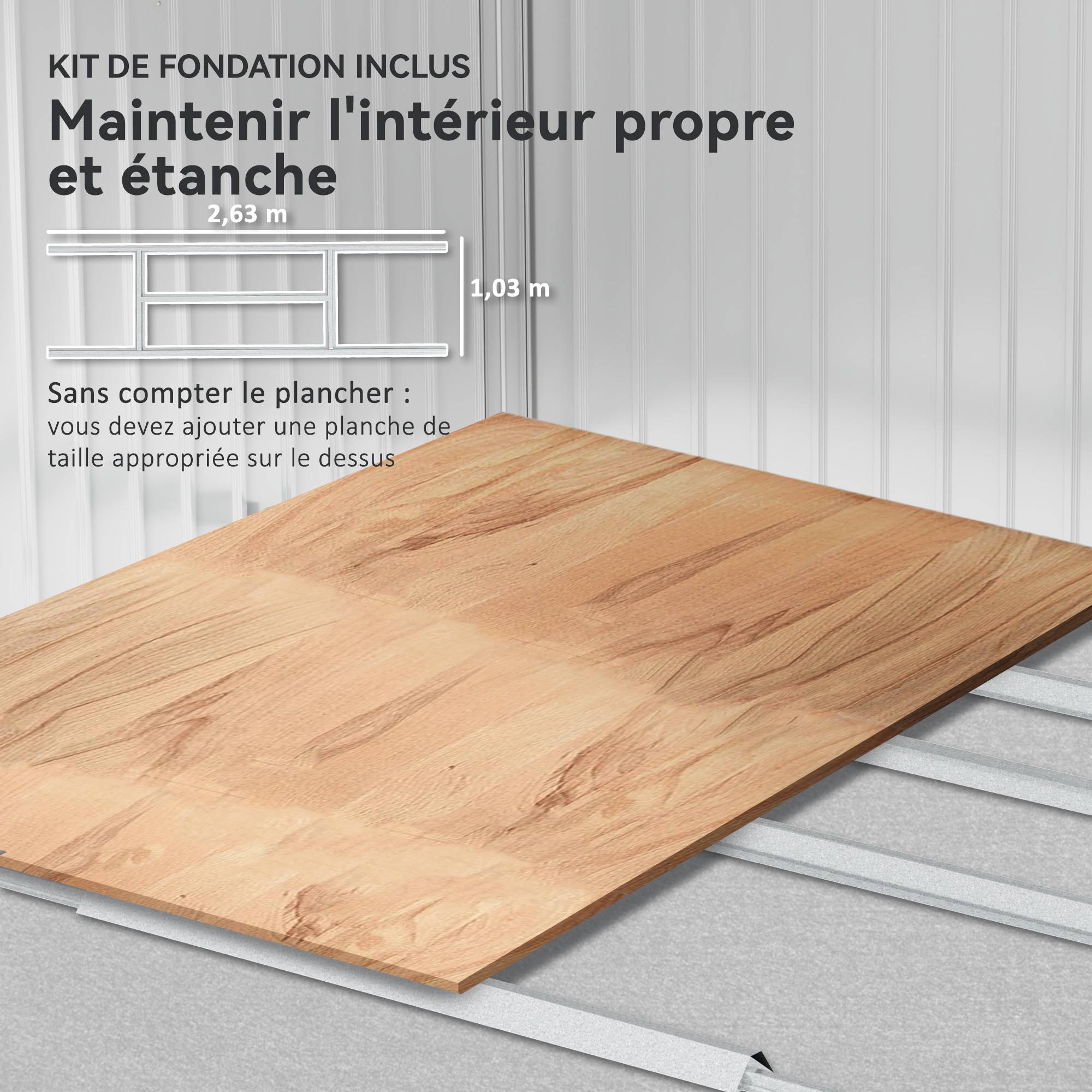 Abri de jardin 5,4 m² dim. 2,77 x 1,95 x 1,92 m fondation incluse porte coulissante ventilations tôle acier, anthracite - Image 9