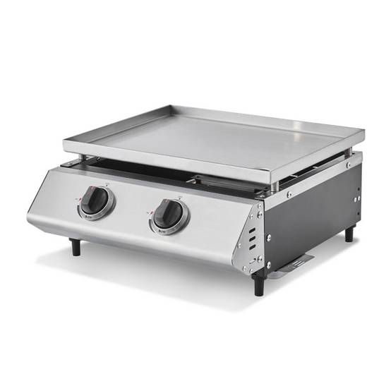 Brasero - Plancha gaz Cadix Inox – COOKING BOX BY FAVEX – 2 brûleurs 6,3 kW – Plaque inox – Jusqu'à 6 convives - Compact - Argent - Image 1