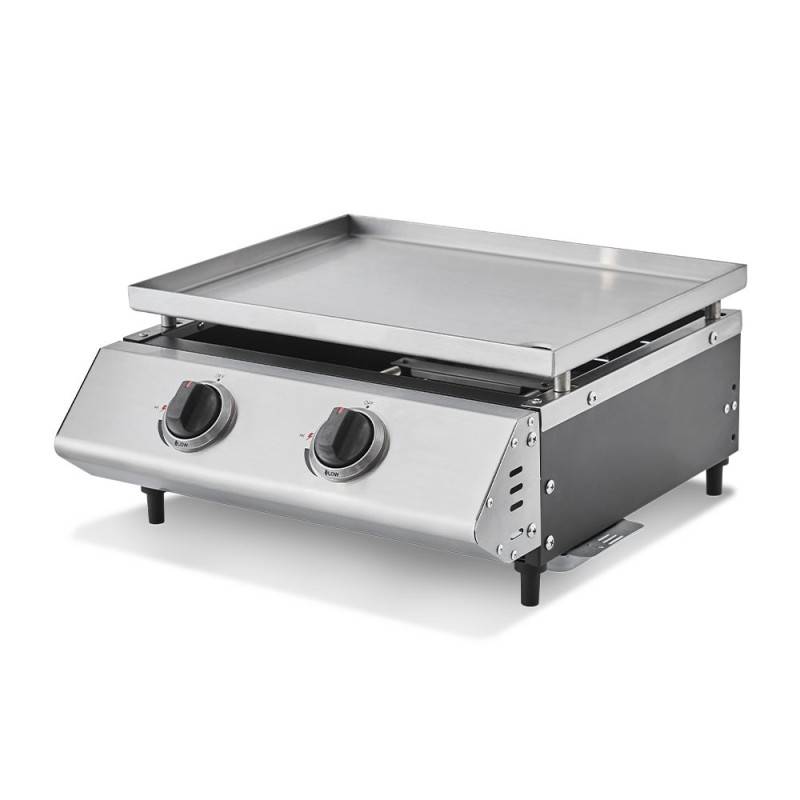 Brasero - Plancha gaz Cadix Inox – COOKING BOX BY FAVEX – 2 brûleurs 6,3 kW – Plaque inox – Jusqu'à 6 convives - Compact - Argent - Image 1