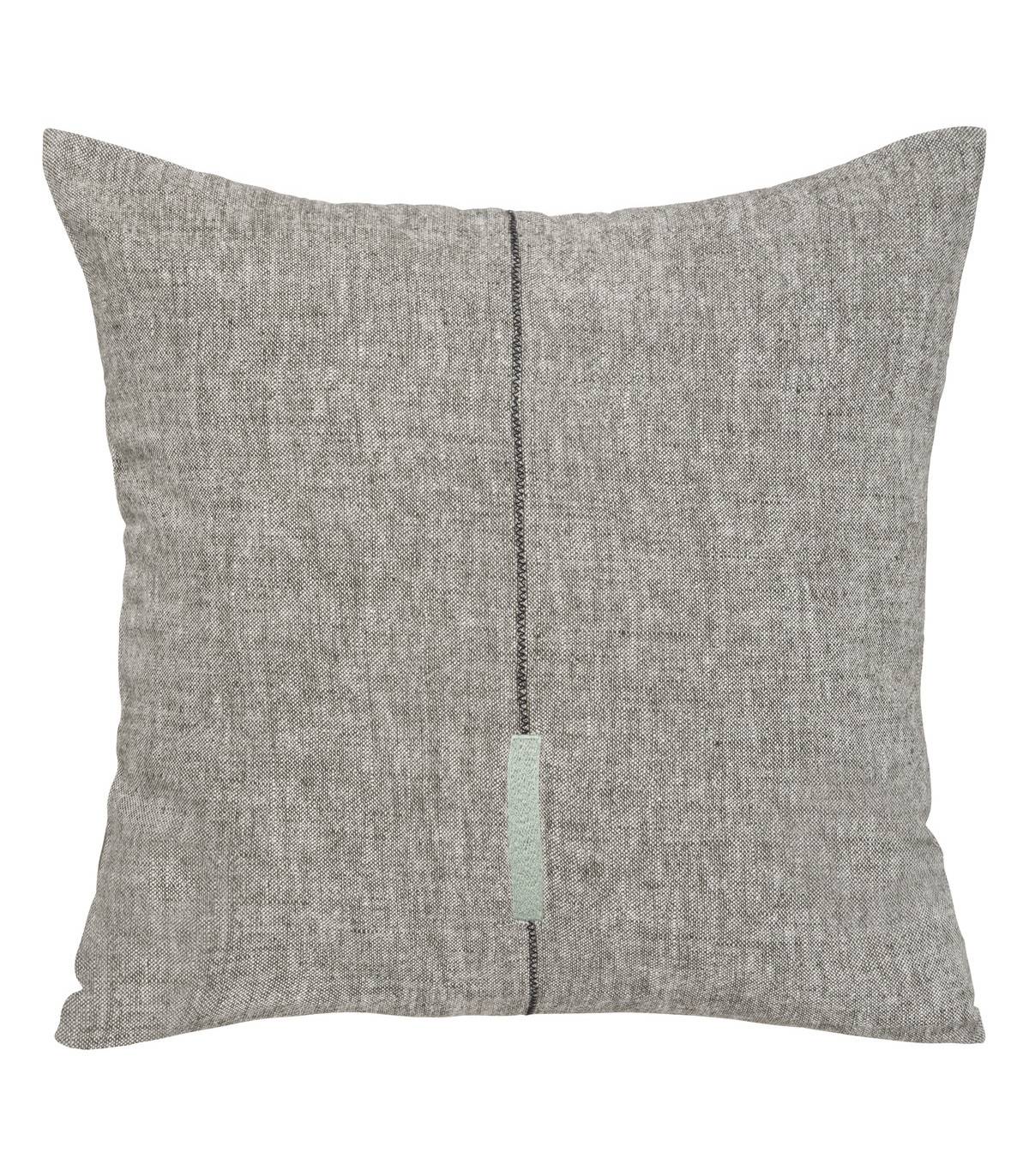 Coussin décoratif déhoussable en Lin et Coton chambray Vert Kaki 55 x 55 cm - Imagen 1