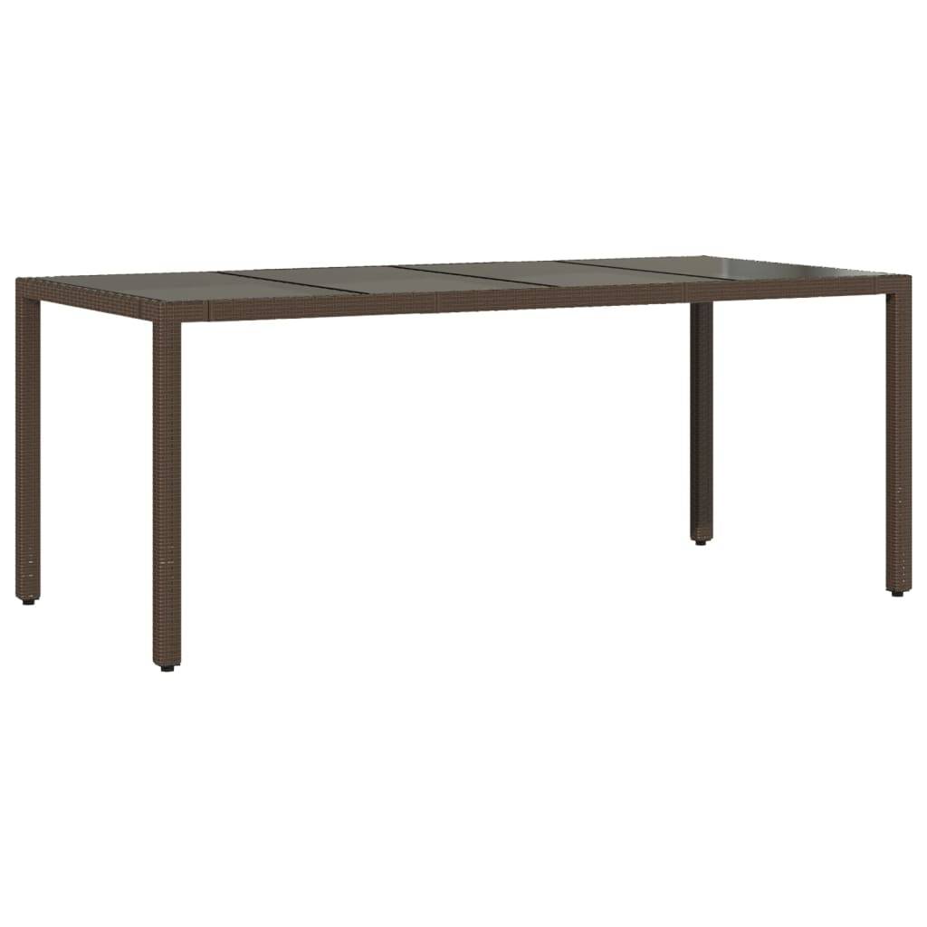 PANGIVO - Table de jardin résine tressée verre trempé marron 190 x 90 x 75 cm - PANGIVO - Image 6