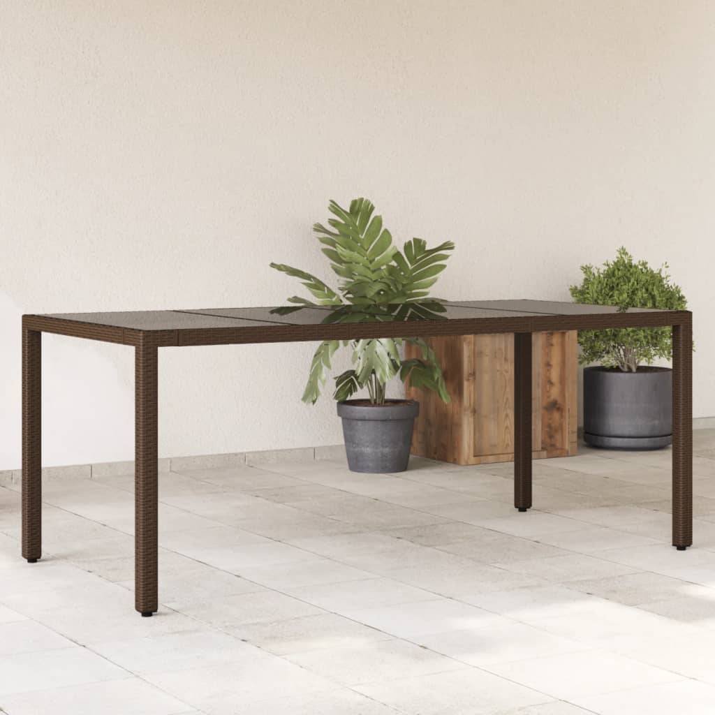 PANGIVO - Table de jardin résine tressée verre trempé marron 190 x 90 x 75 cm - PANGIVO