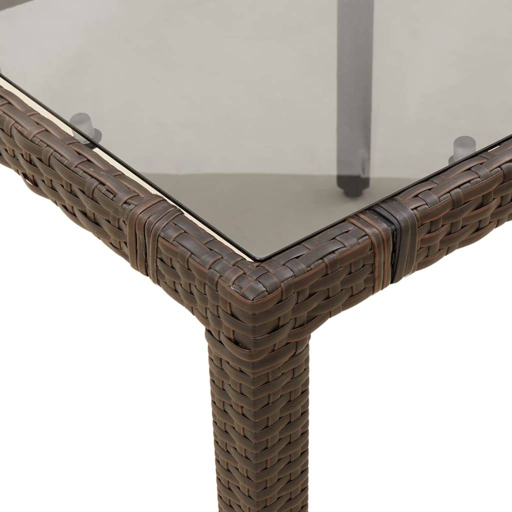 PANGIVO - Table de jardin résine tressée verre trempé marron 190 x 90 x 75 cm - PANGIVO - Image 8