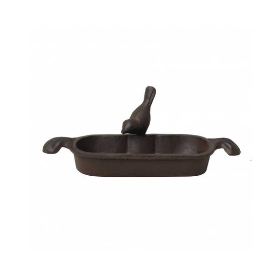Mangeoire à oiseaux abreuvoir jardin fonte marron 26cm Chemin de campagne - Imagen 1