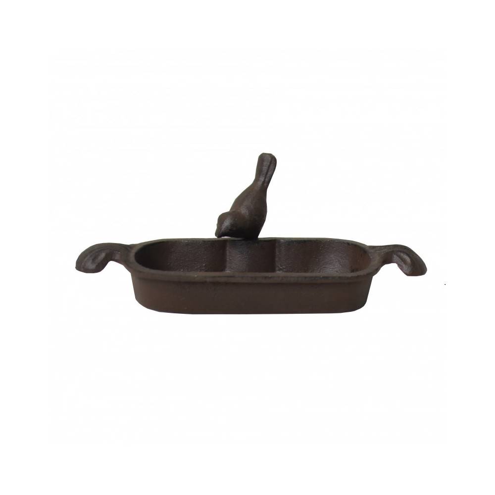 Mangeoire à oiseaux abreuvoir jardin fonte marron 26cm Chemin de campagne - Imagen 1
