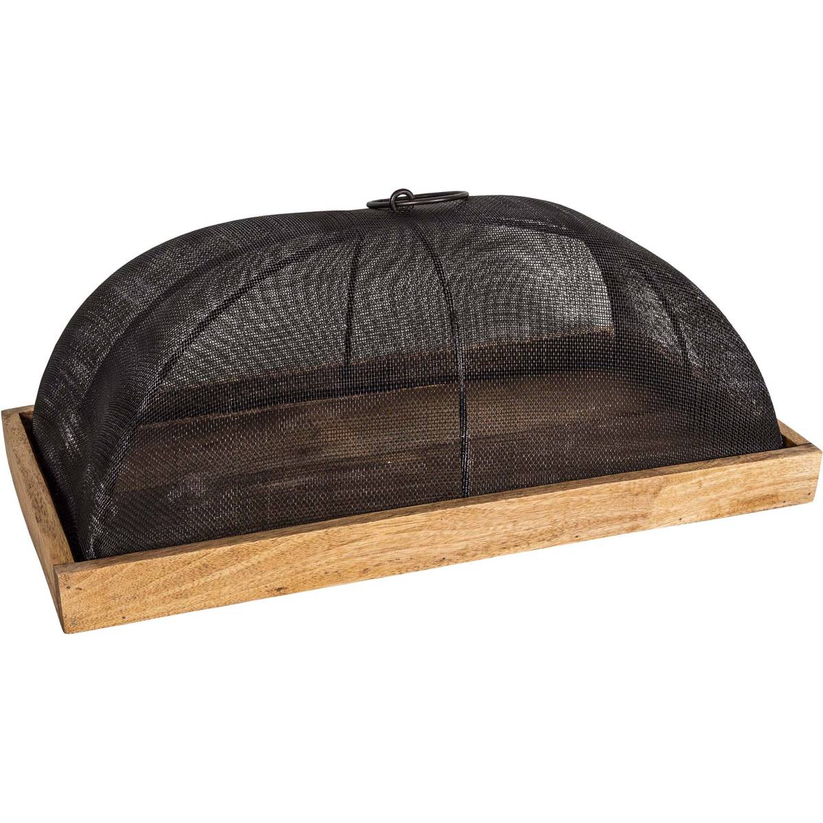Antic Line Creations - Plateau en bois avec cloche grillagée