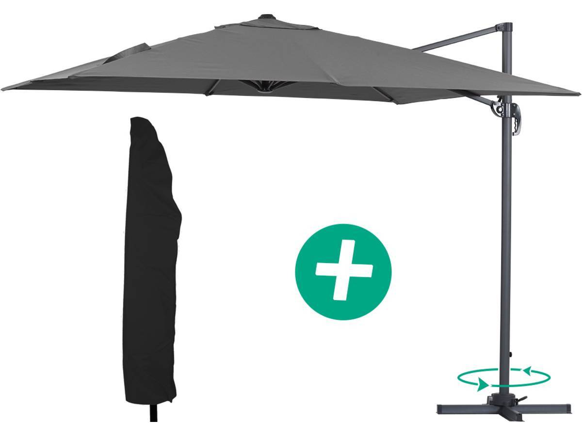 Habitat Et Jardin - Parasol Jardin Déporté Alu "sun 3" - Carré - 3 X 3 M - Gris + Housse De Protection -habitat Et Jardin - Imagen 1