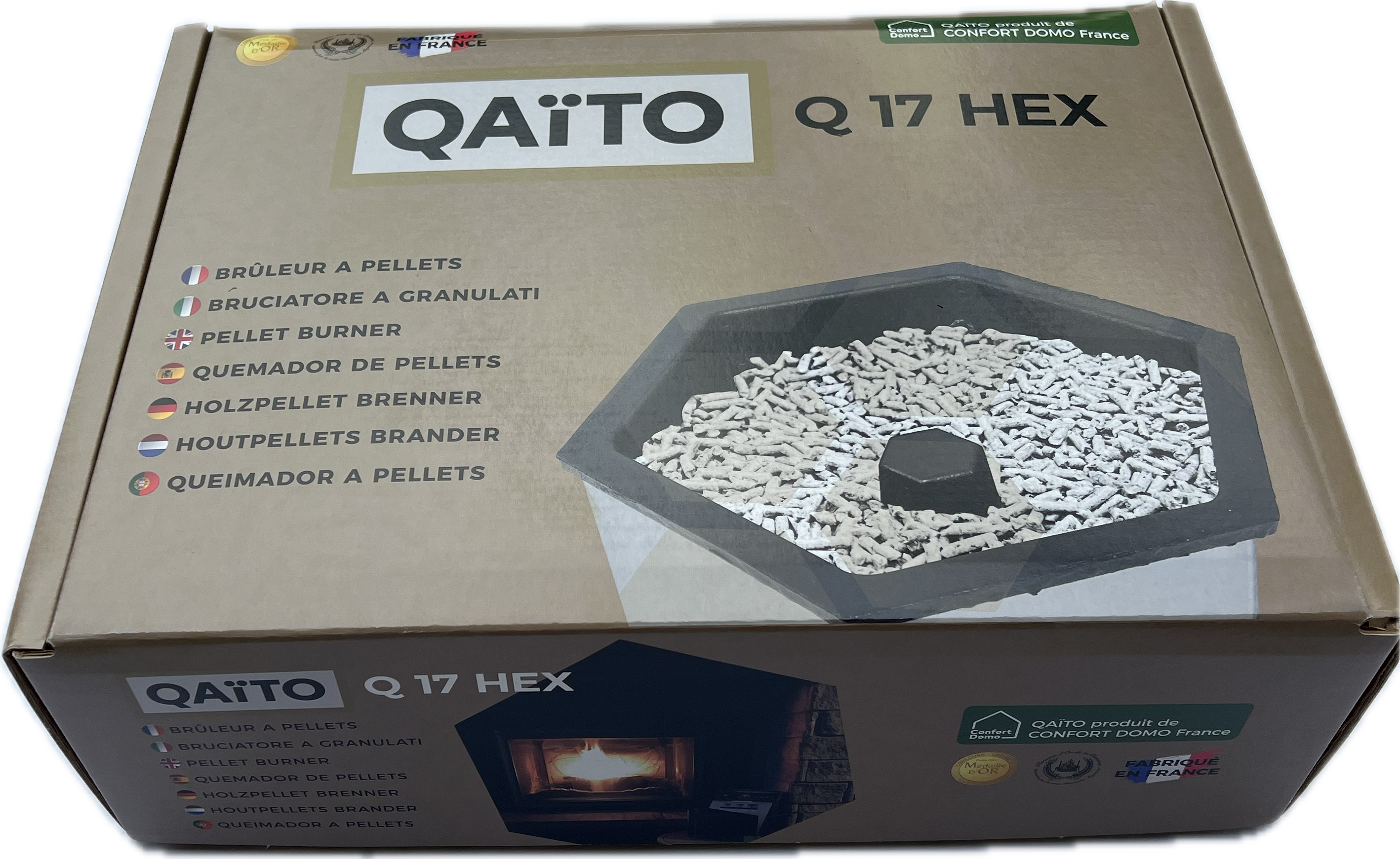 QAÏTO Q17 Hex Brûleur à pellets pour  inserts et poeles à bois recevant  dimension recevant  des bûches de  30 à 40 cm - Image 3
