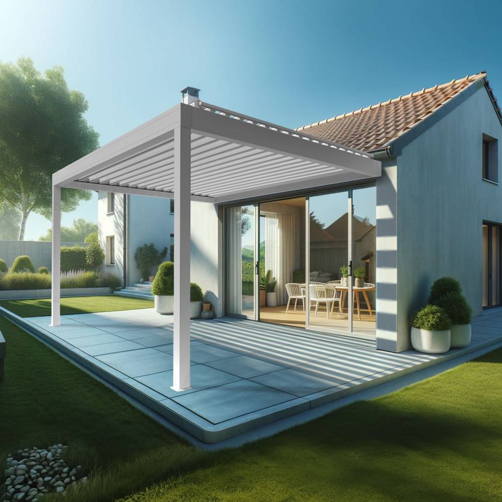 Pergola Bioclimatique AVANOA 3,00x3,038 M Vérin à Télécommande (Blanc) - Alia Productions - Imagen 2