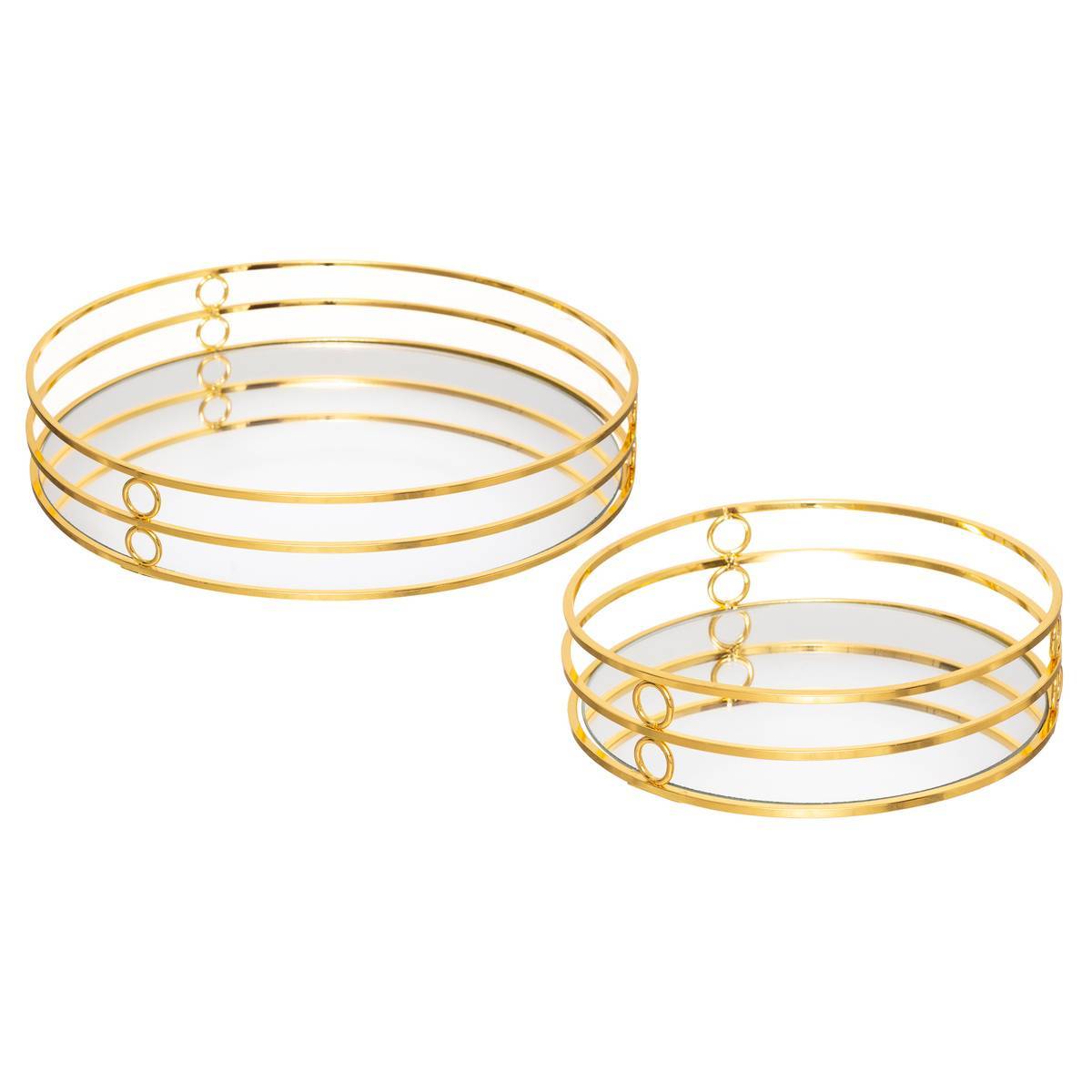 Atmosphera - Set de 2 plateaux "Feel" métal doré - Atmosphera Créateur d'intérieur - Imagen 1