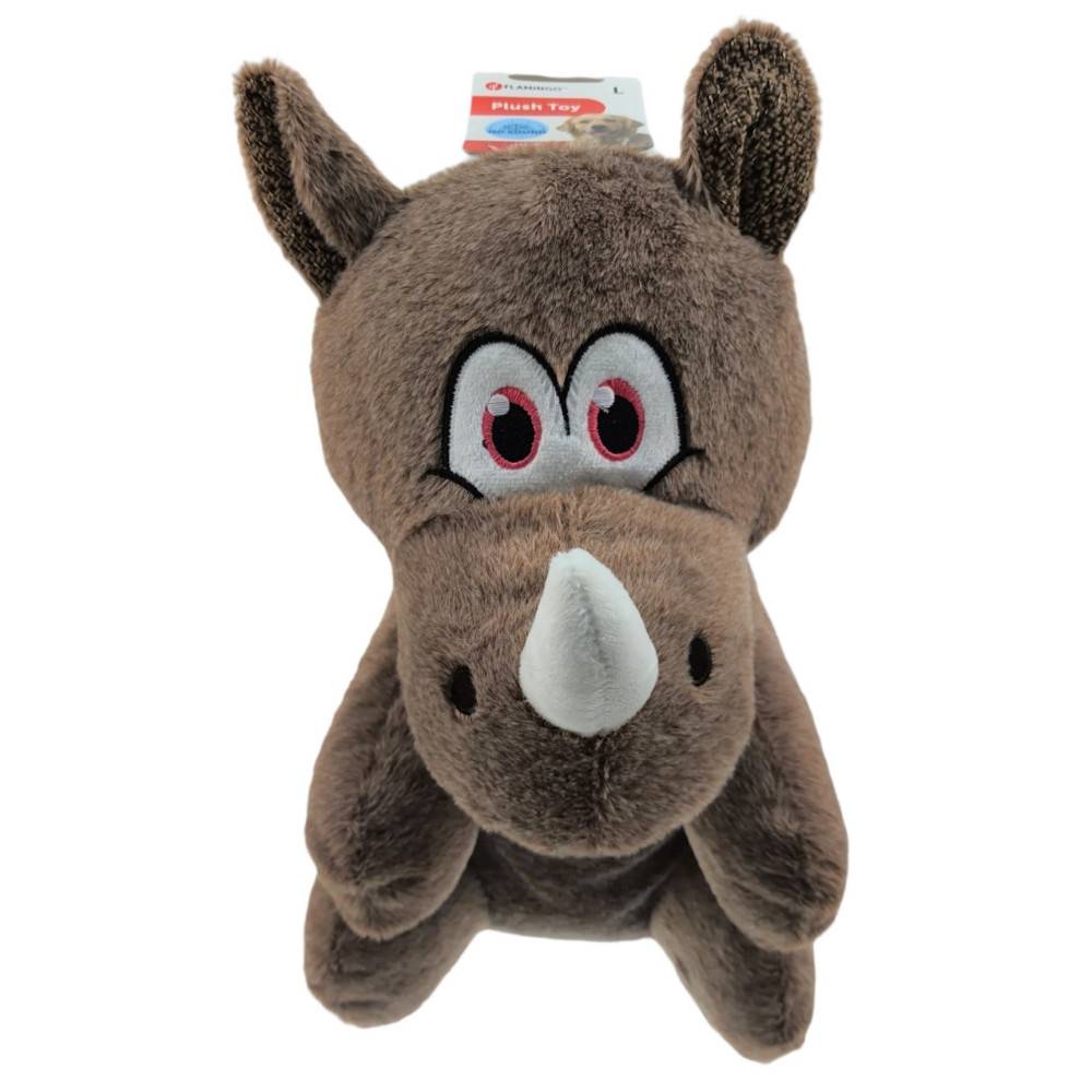 Flamingo - Peluche Henny Rhino couleur taupe hauteur 40 cm jeux pour chien. - Imagen 6