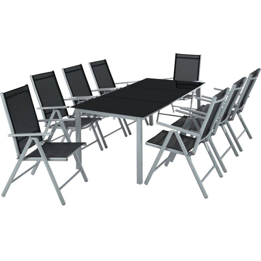 Helloshop26 - Salon de jardin aluminium 8 places gris clair - Imagen 1