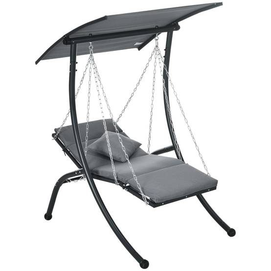 Balancelle de jardin acier gris foncé 108 x 145 x 169 cm - PANGIVO - Image 2