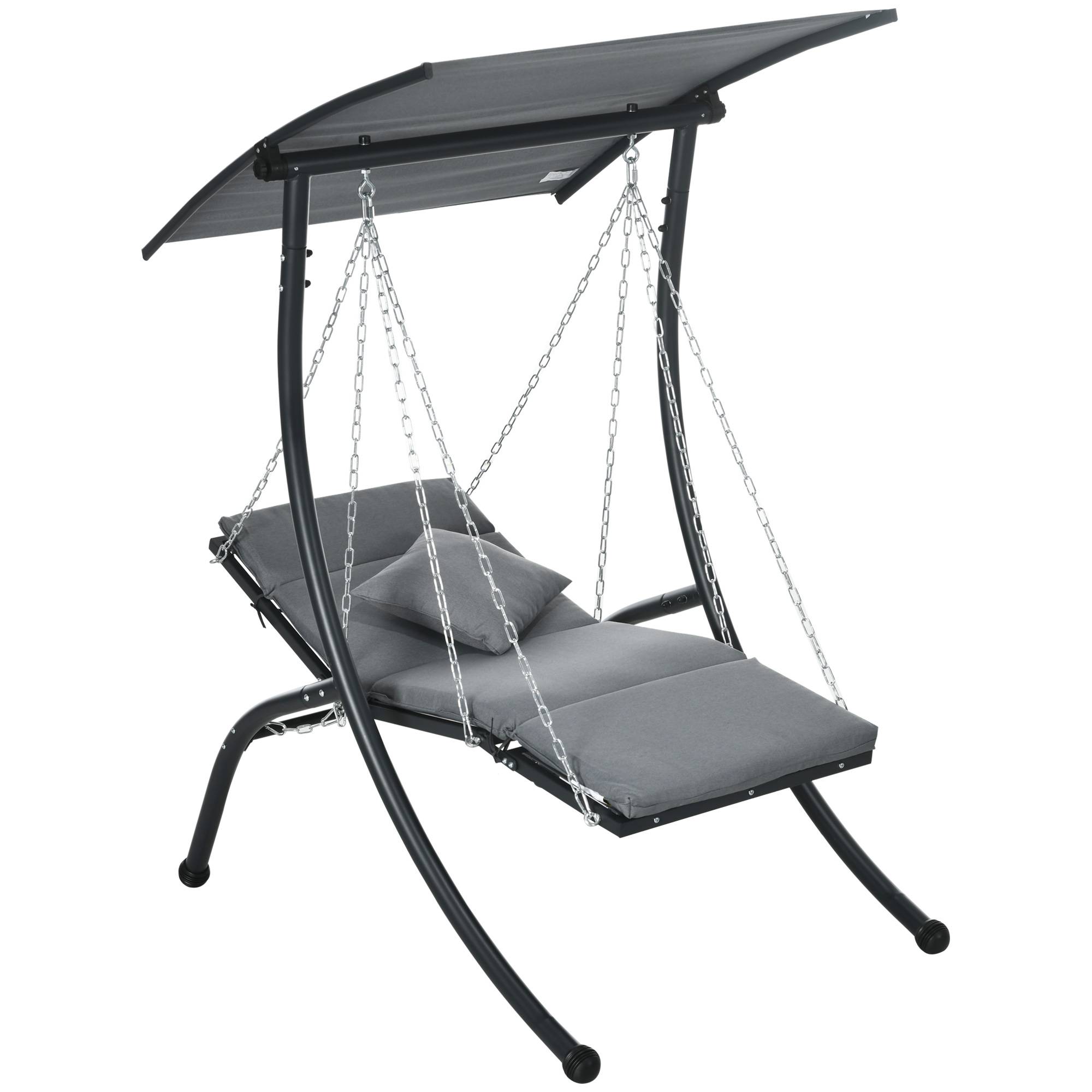 Balancelle de jardin acier gris foncé 108 x 145 x 169 cm - PANGIVO - Image 2