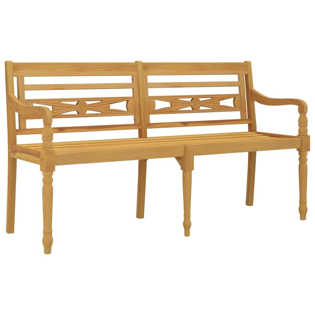 Helloshop26 - Banc de jardin meuble de patio d'extérieur terrasse avec coussin bleu 150 x 51,5 x 84 cm bois de teck massif - Imagen 2