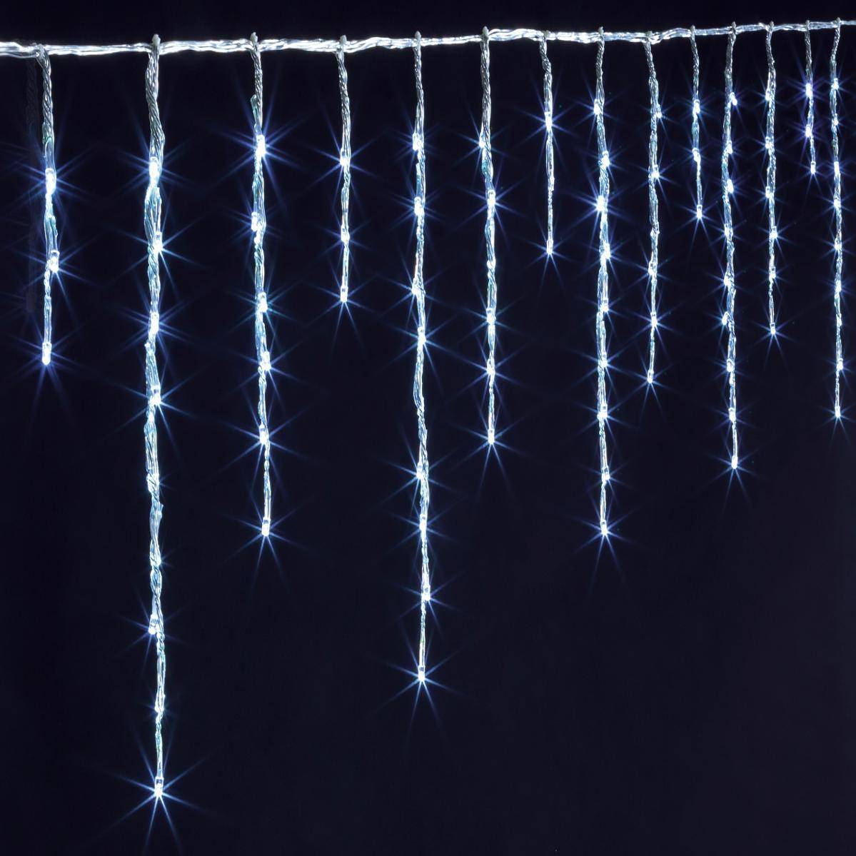 Fééric Lights & Christmas - Rideau stalactique lumineux 900 LED effet tombée de neige 15m avec timer extérieur blanc froid FEERIC LIGHTS & CHRISTMAS - Imagen 1