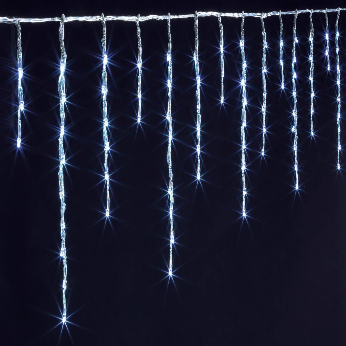 Fééric Lights & Christmas - Rideau stalactique lumineux 900 LED effet tombée de neige 15m avec timer extérieur blanc froid FEERIC LIGHTS & CHRISTMAS - Imagen 2