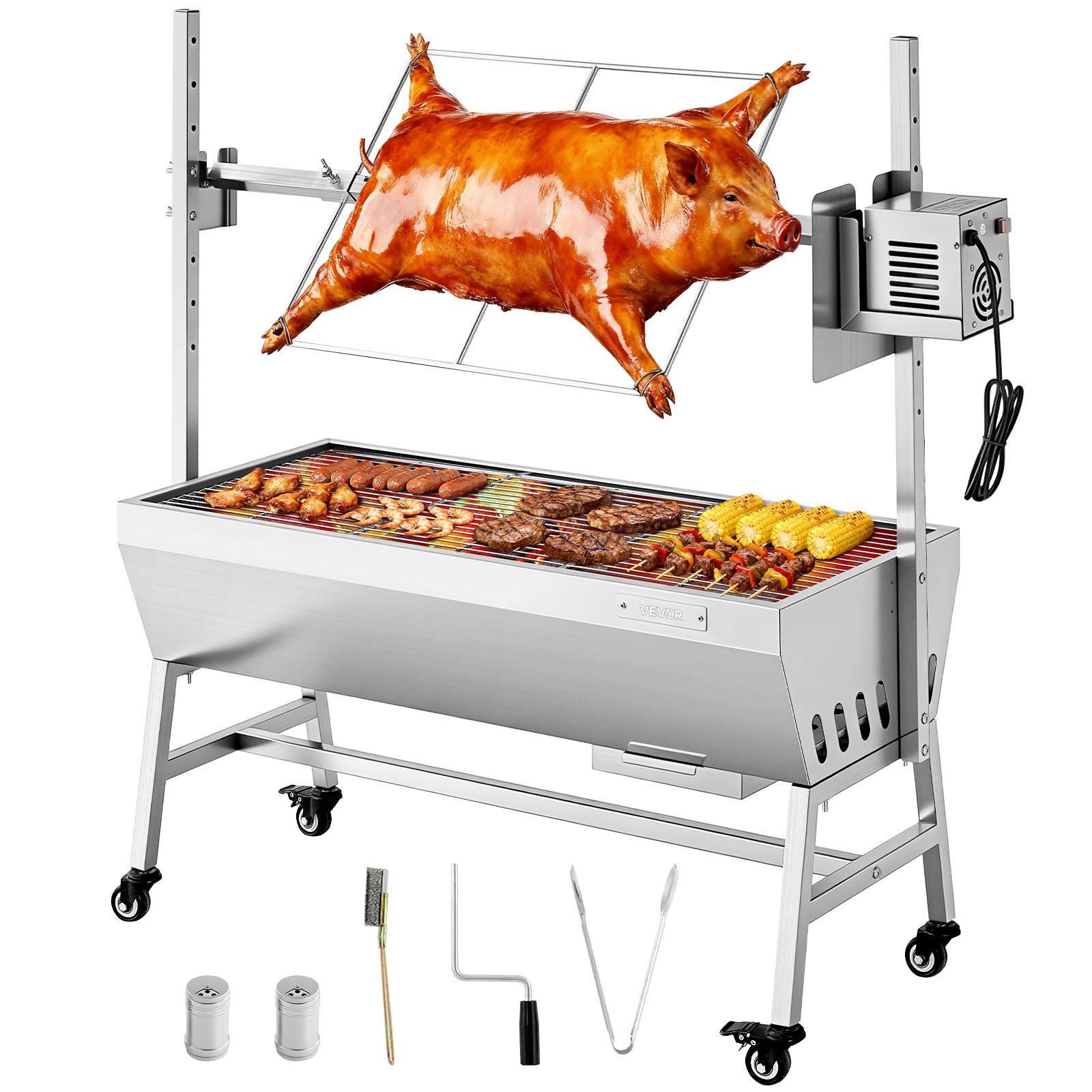 VEVOR Barbecue à Charbon avec Tournebroche Électrique Rôtissoire 38W Charge 60kg - Image 1