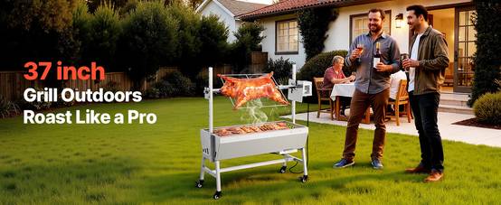 VEVOR Barbecue à Charbon avec Tournebroche Électrique Rôtissoire 38W Charge 60kg - Image 9