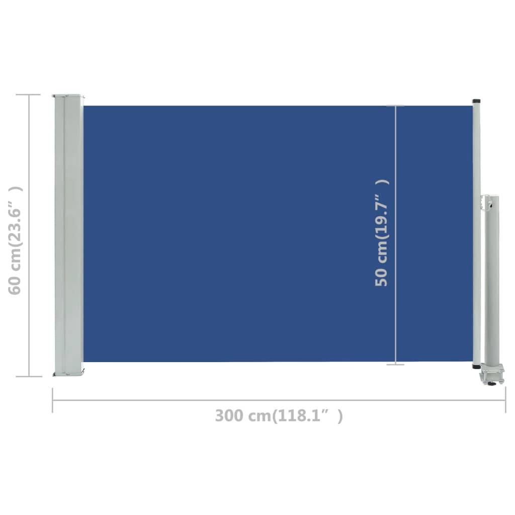 Helloshop26 - Auvent paravent store brise-vue latéral rétractable de patio jardin terrasse balcon protection visuelle écran 60 x 300 cm bleu - Imagen 6