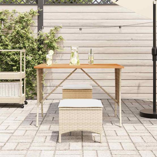 Ensemble à manger de jardin et coussins 3 pcs | Mobilier d'extérieur Beige poly rotin Maison Chic - Image 3
