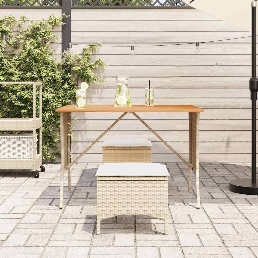 Ensemble à manger de jardin et coussins 3 pcs | Mobilier d'extérieur Beige poly rotin Maison Chic - Image 3