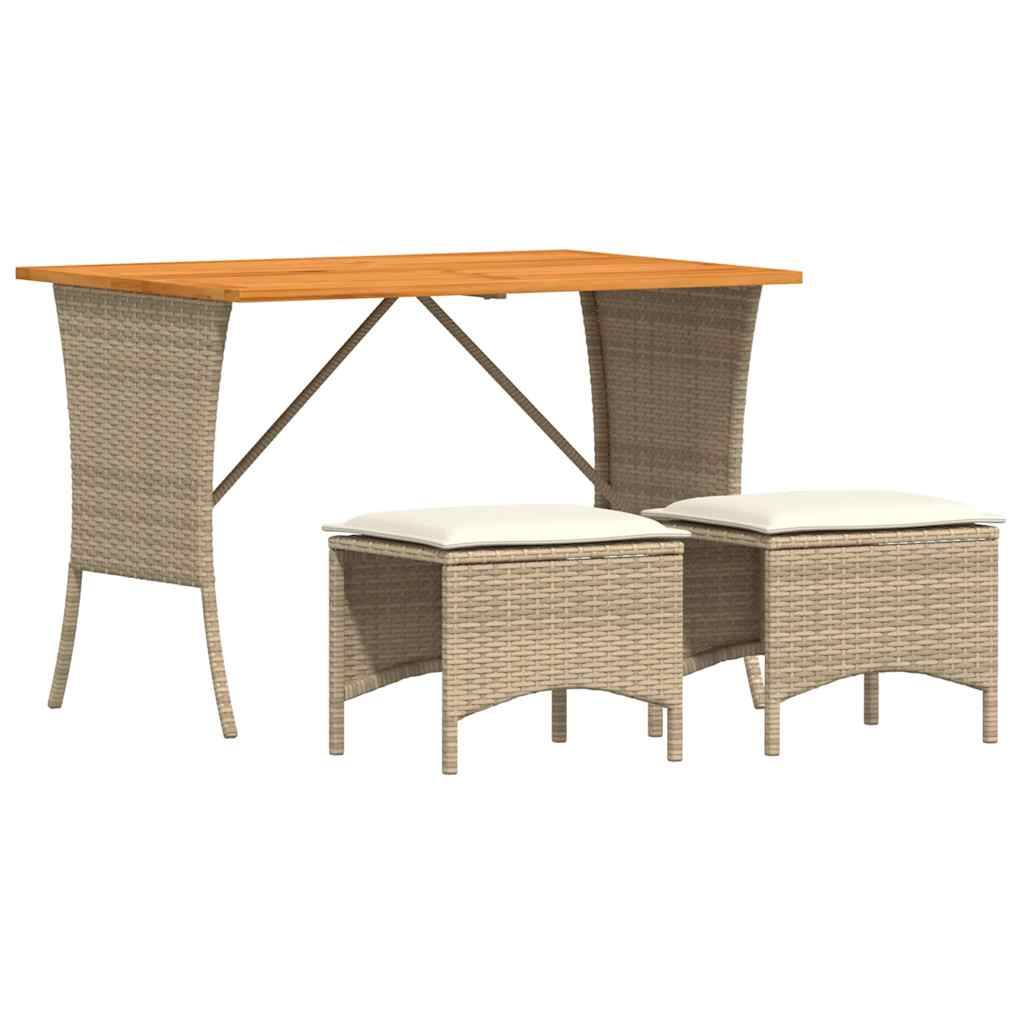 Ensemble à manger de jardin et coussins 3 pcs | Mobilier d'extérieur Beige poly rotin Maison Chic - Image 1