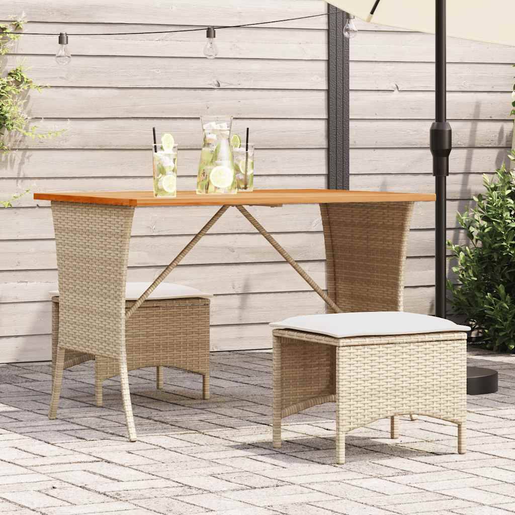 Ensemble à manger de jardin et coussins 3 pcs | Mobilier d'extérieur Beige poly rotin Maison Chic - Image 2