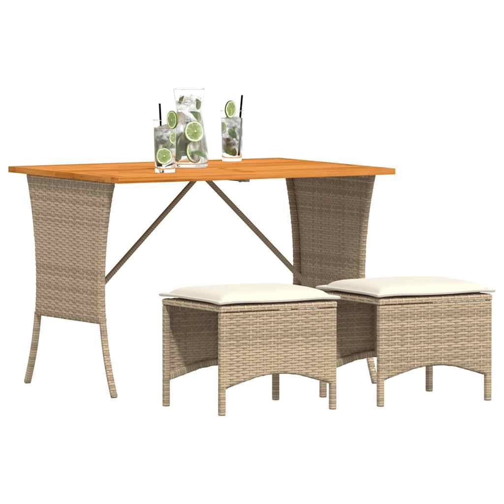 Ensemble à manger de jardin et coussins 3 pcs | Mobilier d'extérieur Beige poly rotin Maison Chic - Image 4