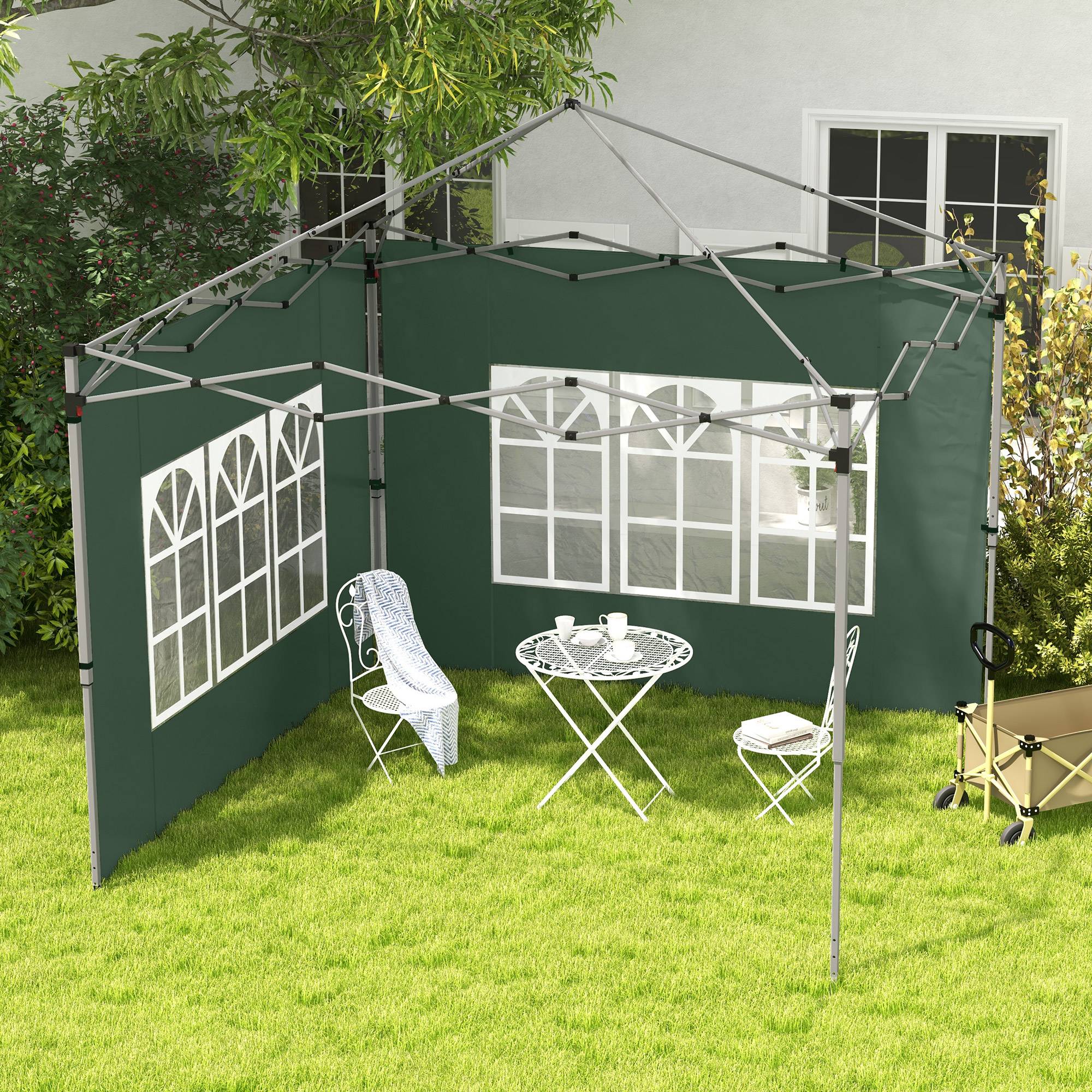 Lot 2 parois pour pavillon 3x3/3x4 m paroi fenêtre étanche vert - Image 3