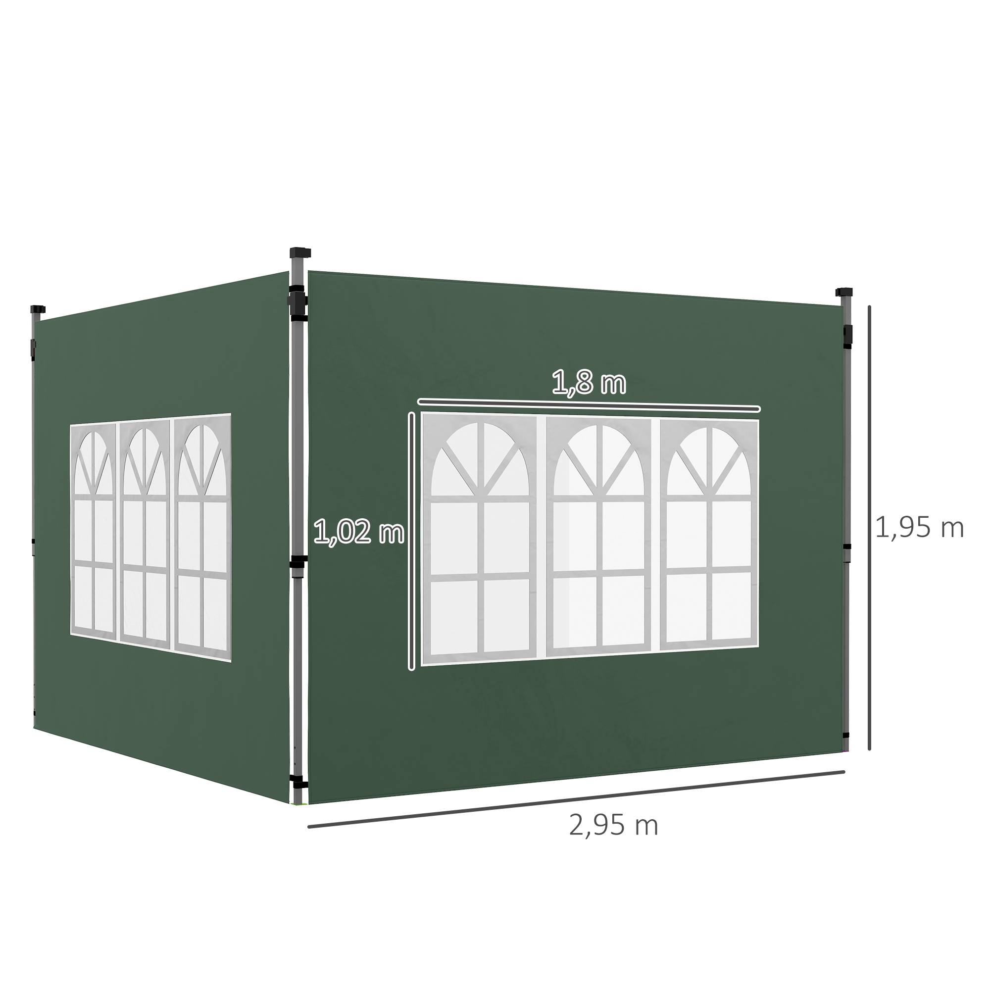 Lot 2 parois pour pavillon 3x3/3x4 m paroi fenêtre étanche vert - Image 5