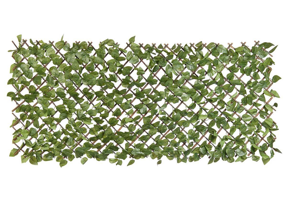 Nature - Treillis extensible en osier avec feuillage PE Laurier palme 180 x 90 cm - Nature