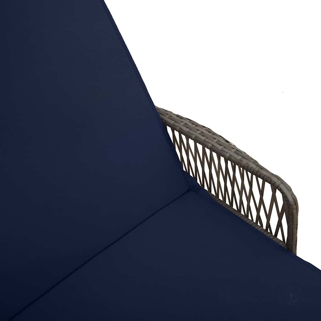 PANGIVO - Transat polyrotin Gris et bleu marine 200 x 55 x 92 cm, Poids :28kg - PANGIVO - Image 9