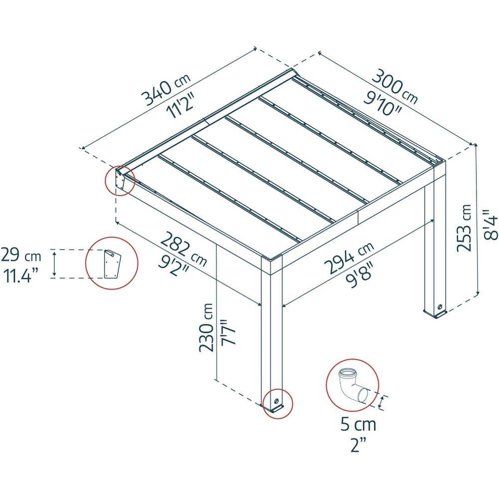 Canopia - Canopia Pergola Helsinki 3 x 3,4 m Pergola en bois de cèdre - Imagen 3