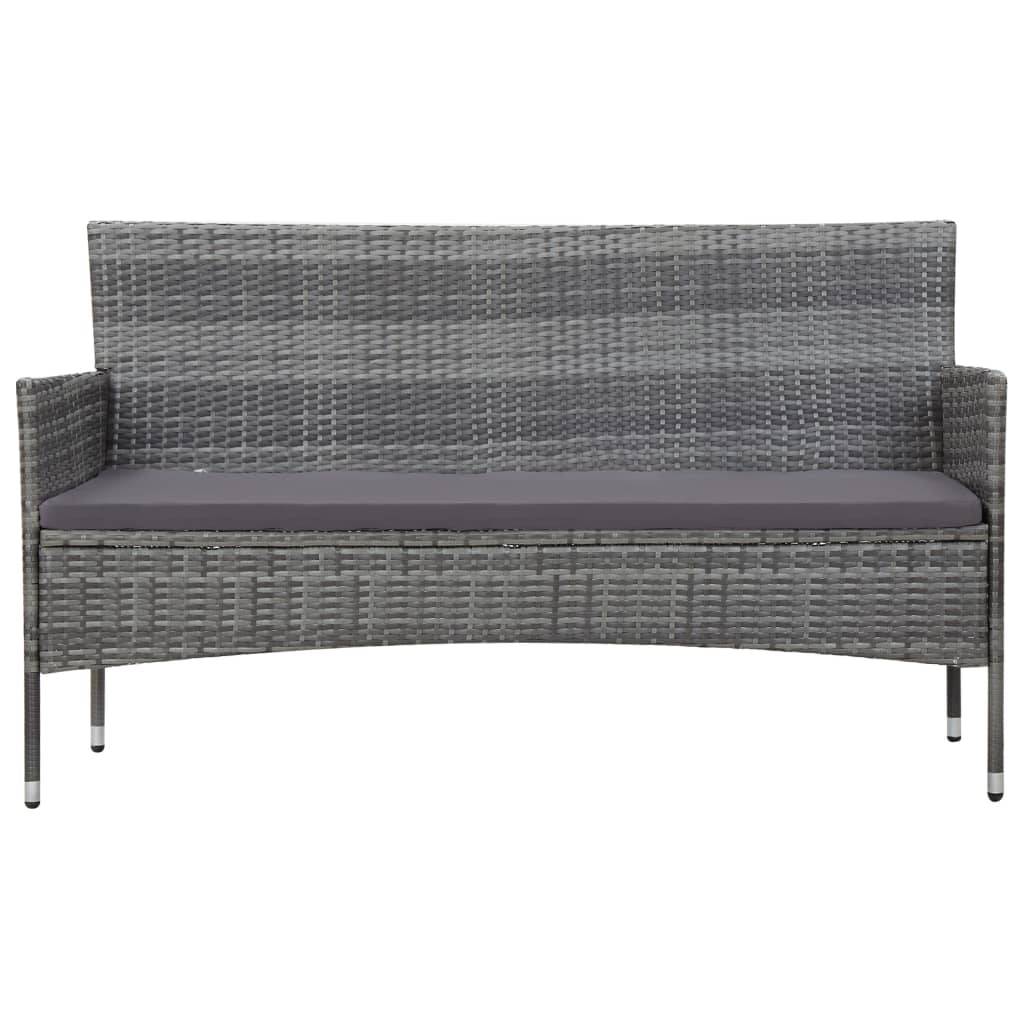 Helloshop26 - Salon de jardin meuble d'extérieur ensemble de mobilier 5 pièces avec coussins résine tressée gris - Imagen 4