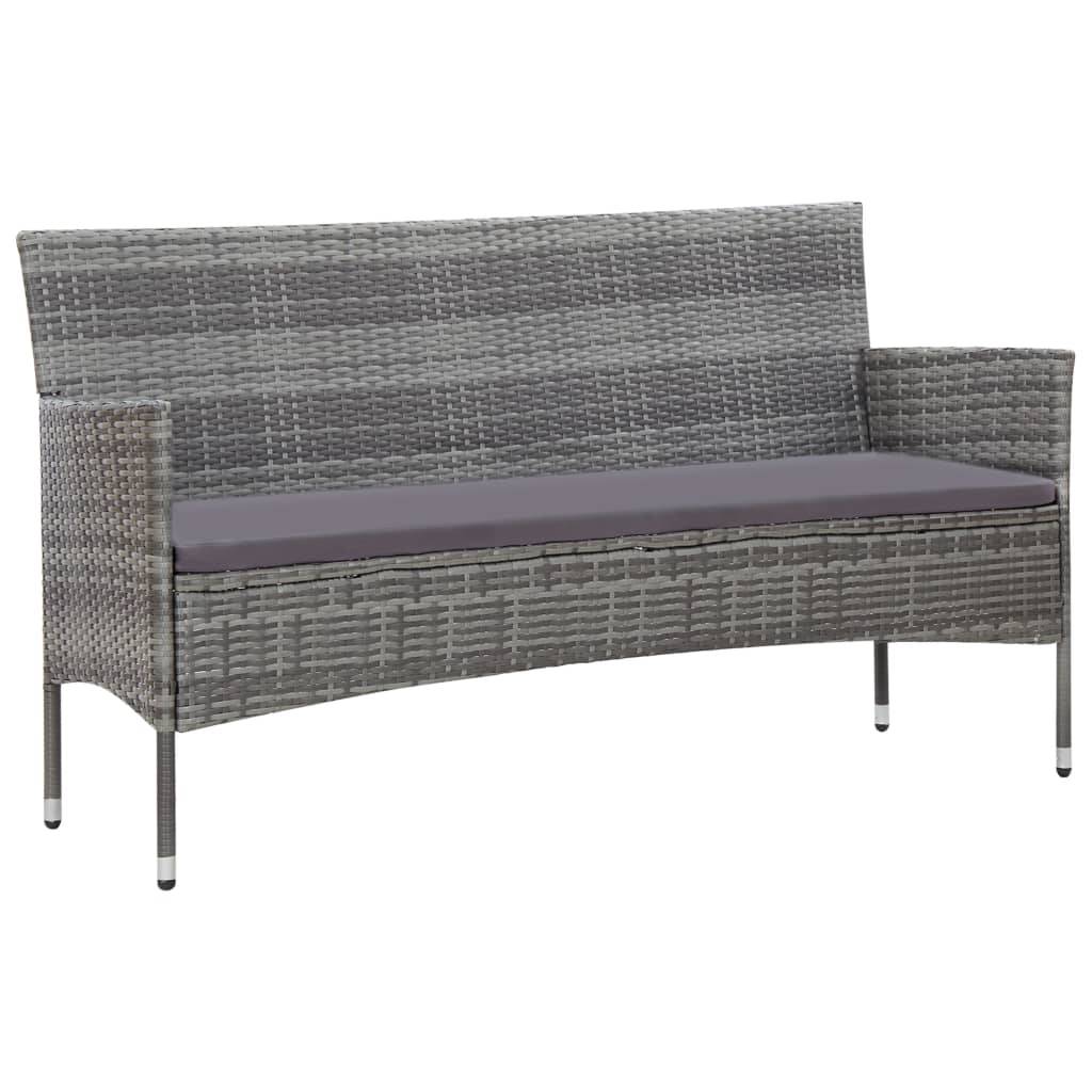 Helloshop26 - Salon de jardin meuble d'extérieur ensemble de mobilier 5 pièces avec coussins résine tressée gris - Imagen 3