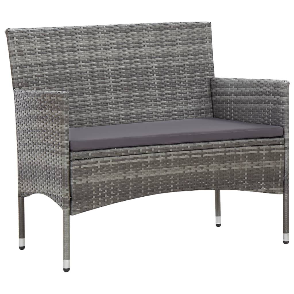 Helloshop26 - Salon de jardin meuble d'extérieur ensemble de mobilier 5 pièces avec coussins résine tressée gris - Imagen 6