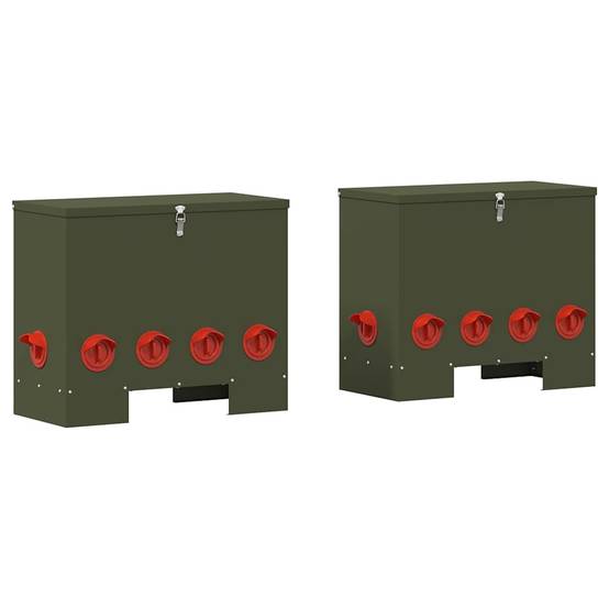 Lot de 2 Distributeurs Grain Métal 25kg Vert Olive - ComfortXL Outdoor Living - Image 2