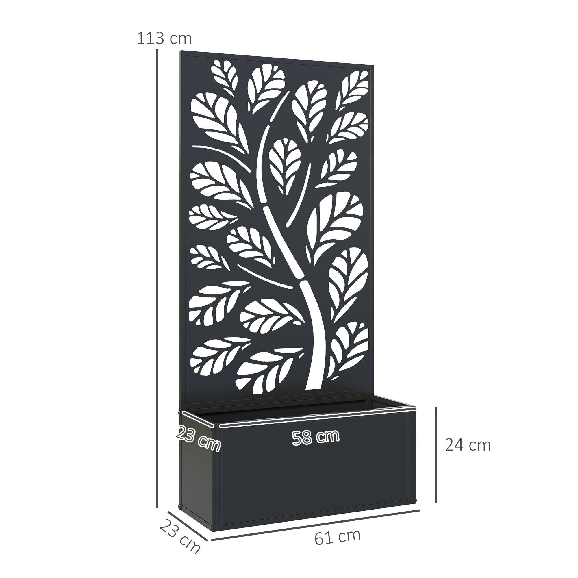 Outsunny - Jardinière avec brise-vue paravent treillis bac à Fleurs - dim. 61L x 23l x 113H cm - Outsunny - Image 3