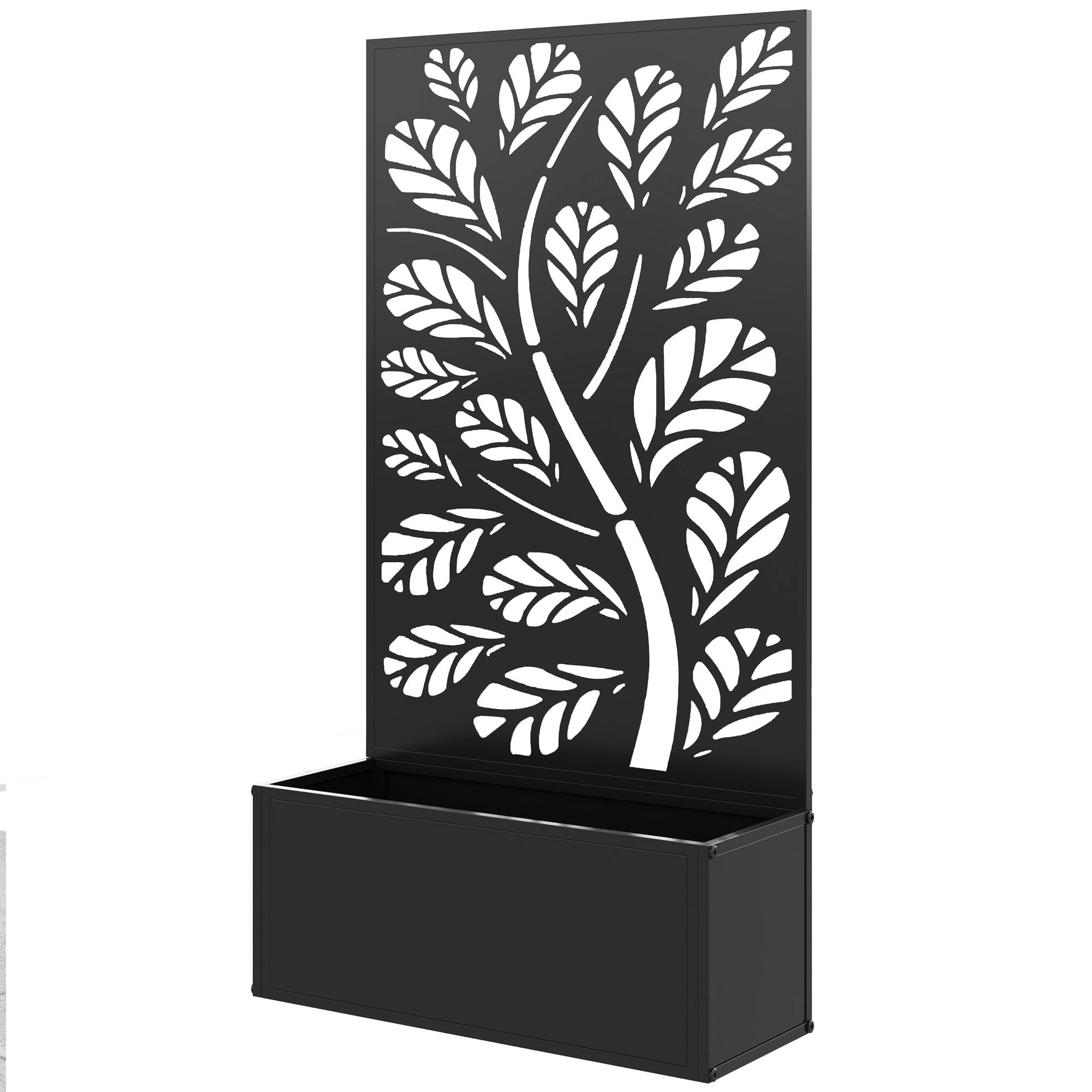 Outsunny - Jardinière avec brise-vue paravent treillis bac à Fleurs - dim. 61L x 23l x 113H cm - Outsunny - Image 1