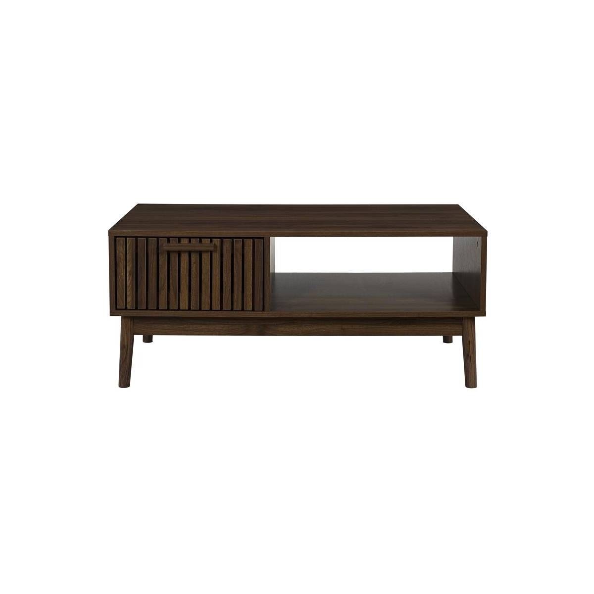 The Home Deco Factory - Table Basse Avec Tiroir "Klaus" 100cm Marron Foncé - Image 2