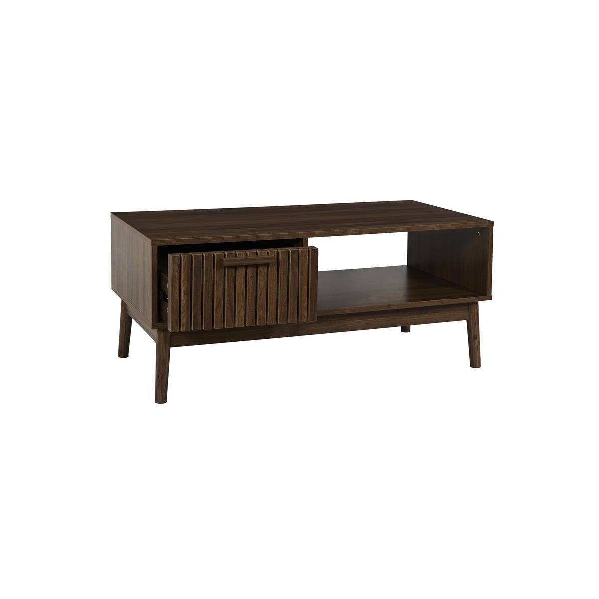 The Home Deco Factory - Table Basse Avec Tiroir "Klaus" 100cm Marron Foncé - Image 3