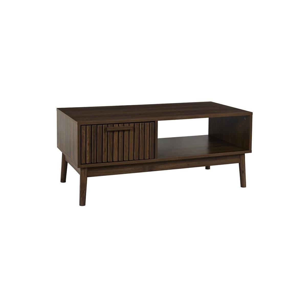 The Home Deco Factory - Table Basse Avec Tiroir "Klaus" 100cm Marron Foncé - Image 1