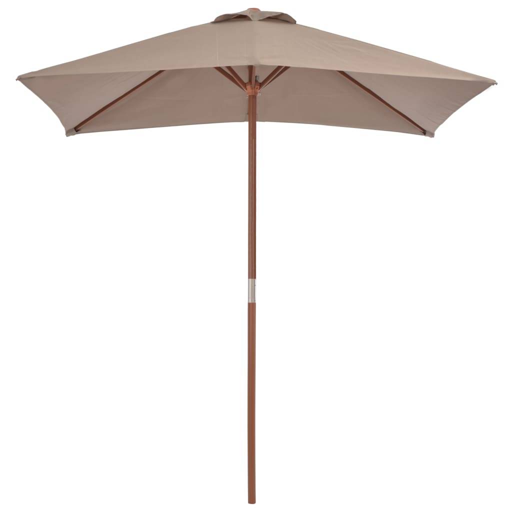 Helloshop26 - Parasol avec mât en bois 150 x 200 cm taupe - Imagen 2