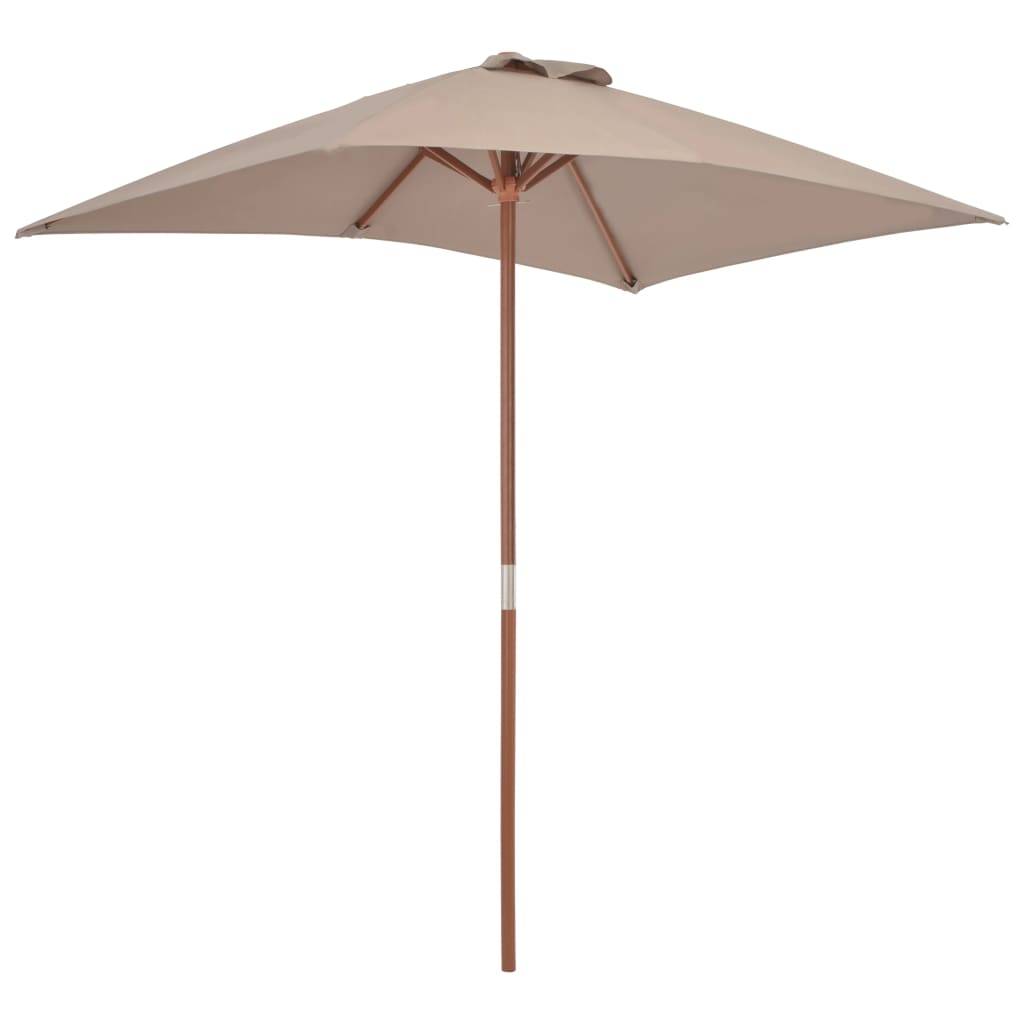 Helloshop26 - Parasol avec mât en bois 150 x 200 cm taupe - Imagen 4