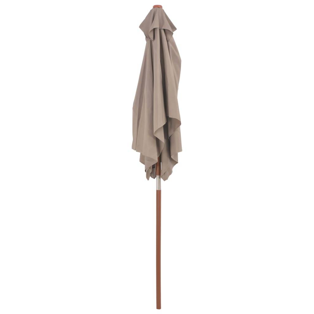 Helloshop26 - Parasol avec mât en bois 150 x 200 cm taupe - Imagen 5
